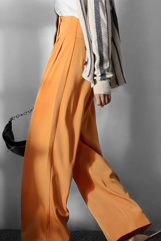 Orange Color Ladies high waist Straight pants elegant style orange office lady pants mujer
Orange Color Ladies high waist Straight pants elegant style orange office lady pants mujer