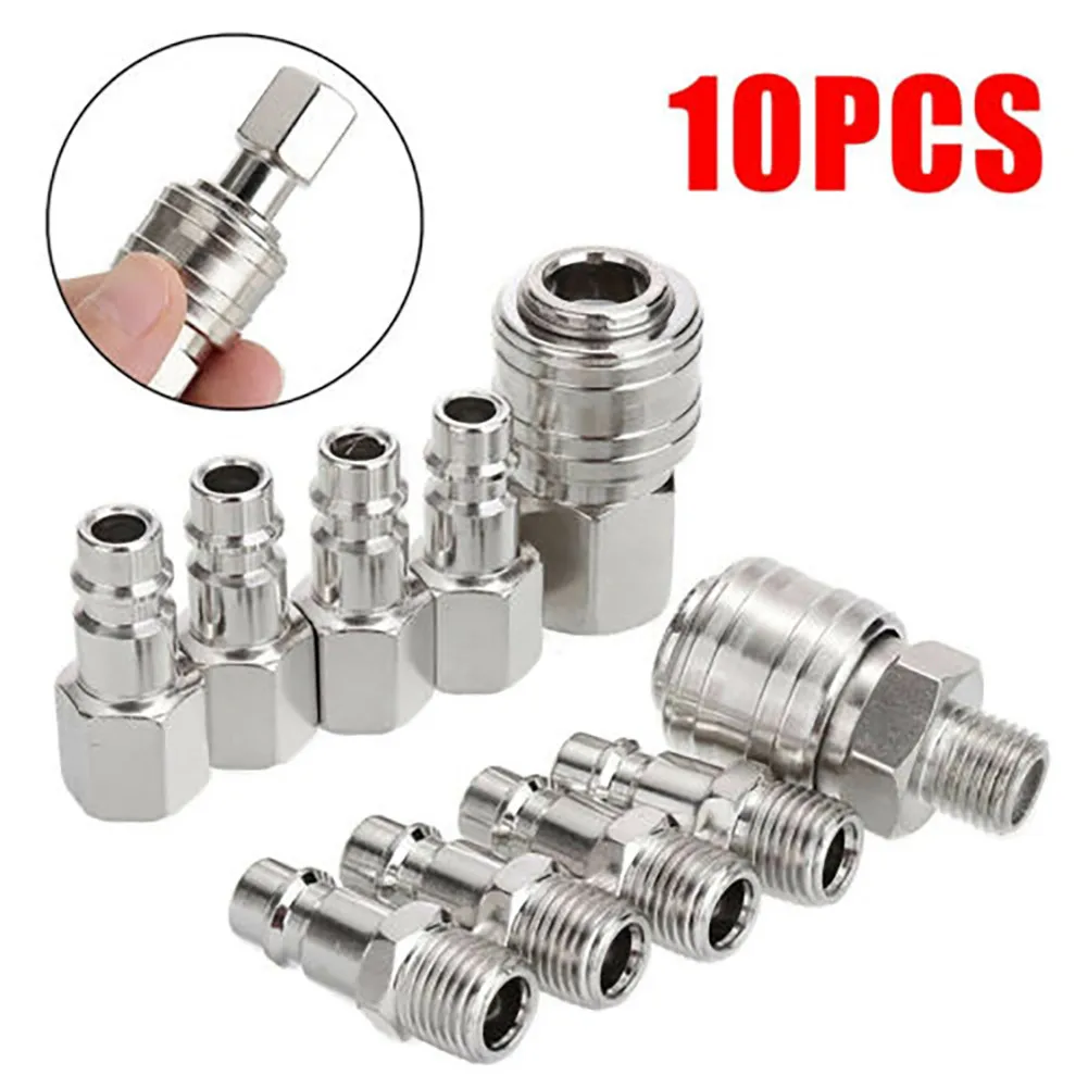 

10pcs 1/4 Bsp Euro Air Line Hose Compressor Fitting Connector Quick Release Regulator Quick Couplings For Hoses Pneumatic Tool