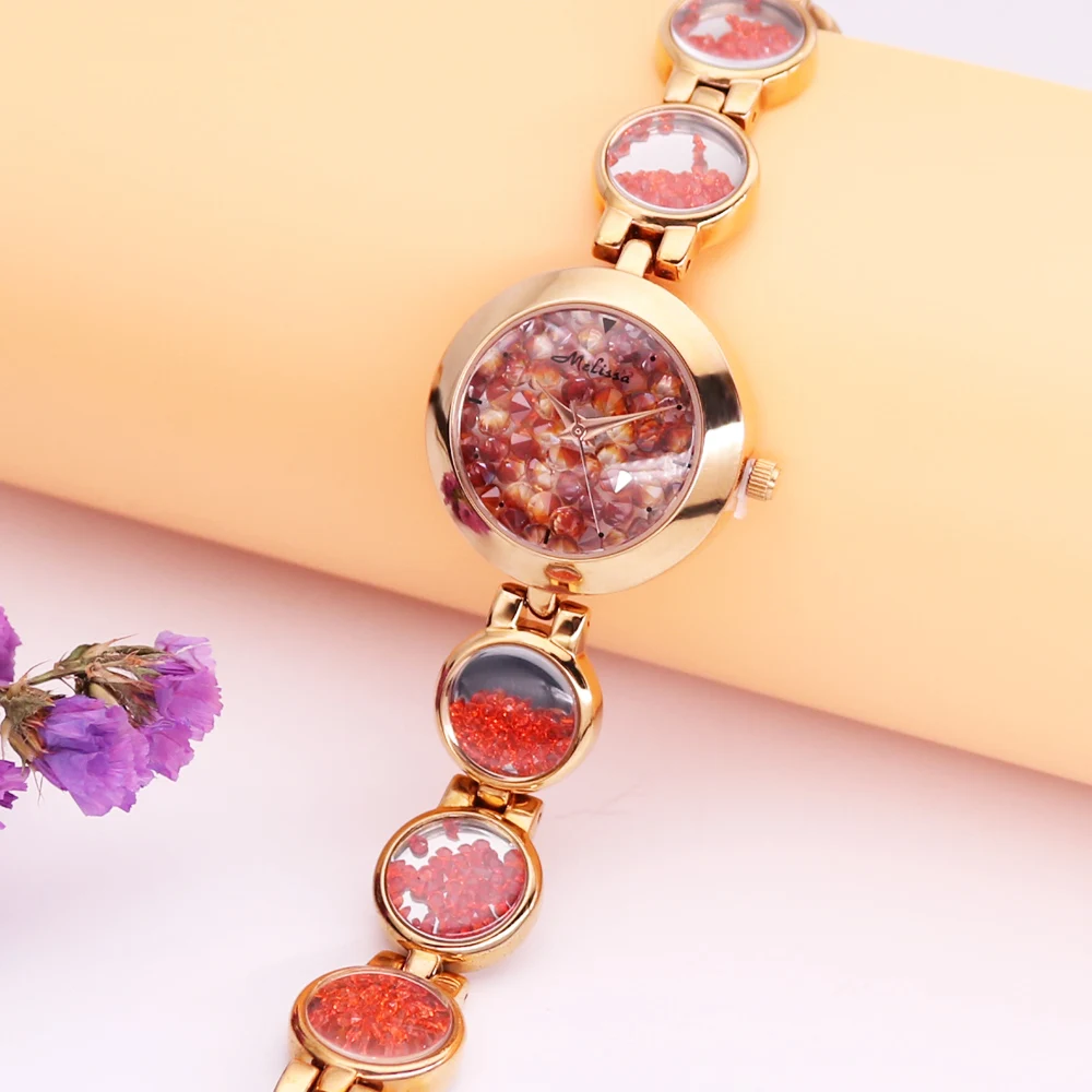 

Melissa Lady Women's Watch Luxury Hours Japan Quartz Fashion Fine Clock Chain Bracelet Rhinestones Crystal Girl Birthday Gift