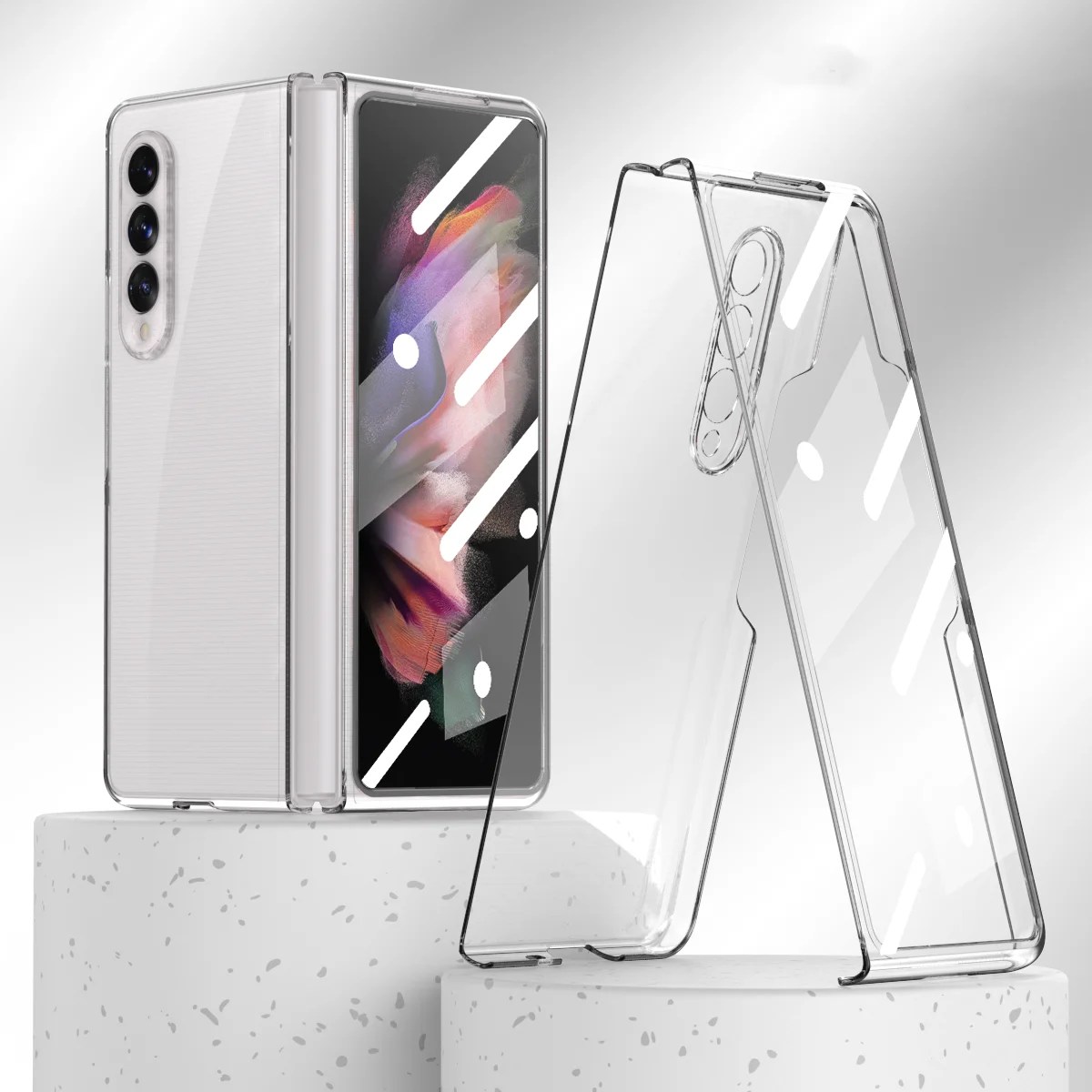 360 Full Protection Transparent Case for Samsung Galaxy Z Fold 3 5G Phone Cover Plating Frame Hard Plastic Case with Front Glass 
360 Full Protection Transparent Case for Samsung Galaxy Z Fold 3 5G Phone Cover Plating Frame Hard Plastic Case with Front Glass