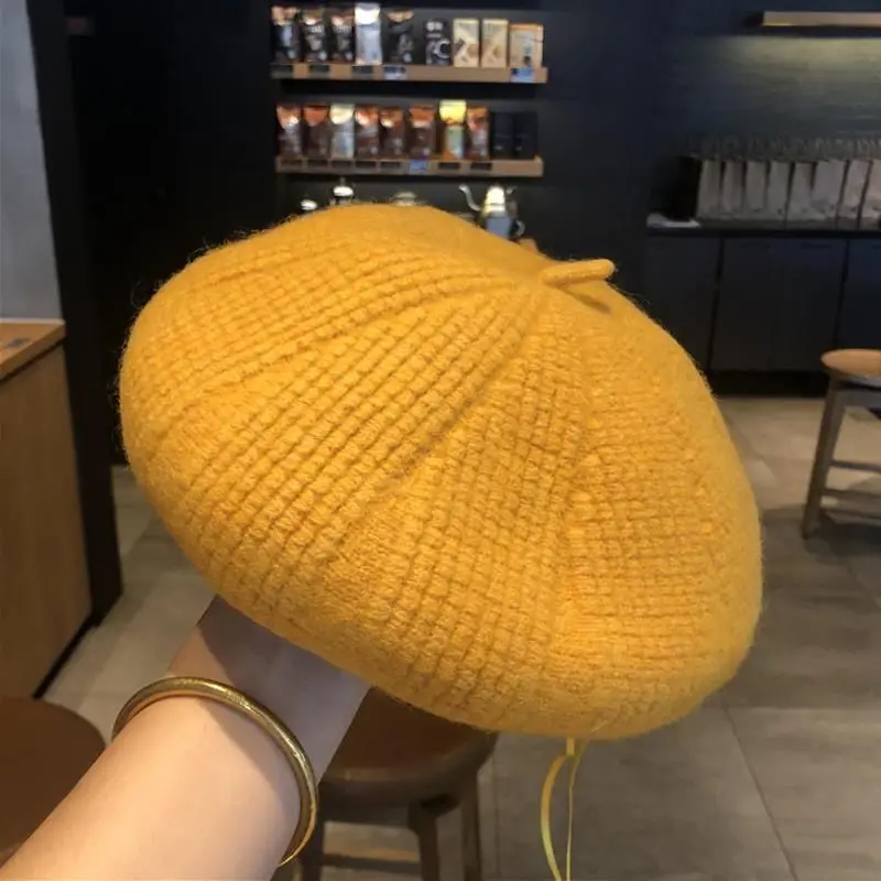 Autumn winter Korean popular women's solid color retro wild knit beret painter hat British hat
Autumn winter Korean popular women's solid color retro wild knit beret painter hat British hat