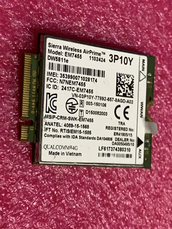 For DELL Wireless EM7455 E5570 LTE 4G NGFF Module DW5811E 3P10Y 300M para E7270 E7370 E7470 Sem Fio FDD/TDD LTE 4G Cat6 Gobi6000
For DELL Wireless EM7455 E5570 LTE 4G NGFF Module DW5811E 3P10Y 300M para E7270 E7370 E7470 Sem Fio FDD/TDD LTE 4G Cat6 Gobi6000