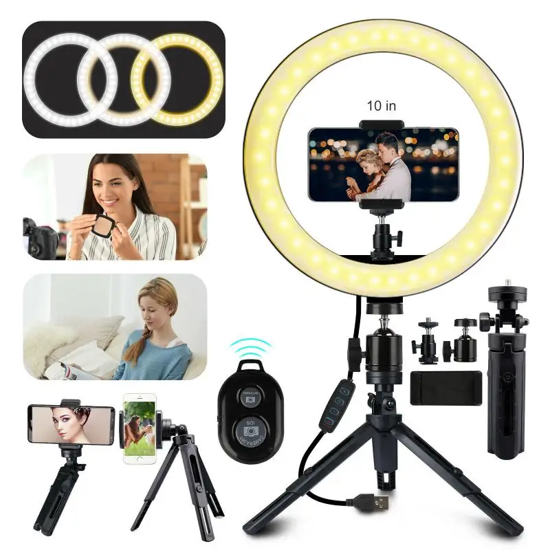 LED Selfie Ring Light Photography RingLight Phone Stand Holder Tripod Circle Fill Light Dimmable LampMakeup
LED Selfie Ring Light Photography RingLight Phone Stand Holder Tripod Circle Fill Light Dimmable LampMakeup