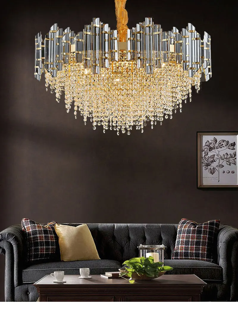 LED crystal pendant lamp lighting gold living room restaurant indoor light fixture luxury hanging lustres home decration
LED crystal pendant lamp lighting gold living room restaurant indoor light fixture luxury hanging lustres home decration