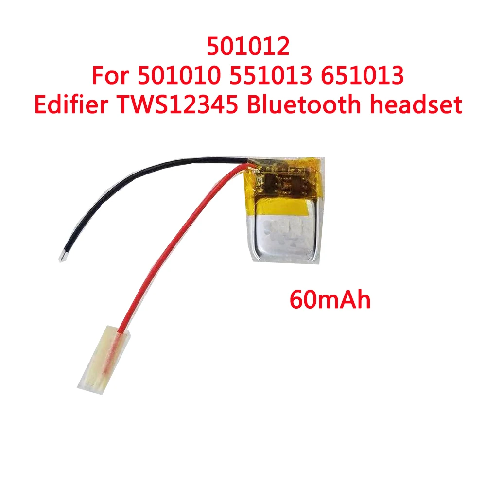 3.7V 60mah 501012 lithium polymer lipo rechargeable battery for i7s/i8/i9/i12TWS bluetooth headset MP3 MP4 speaker Smart wear | Мобильные