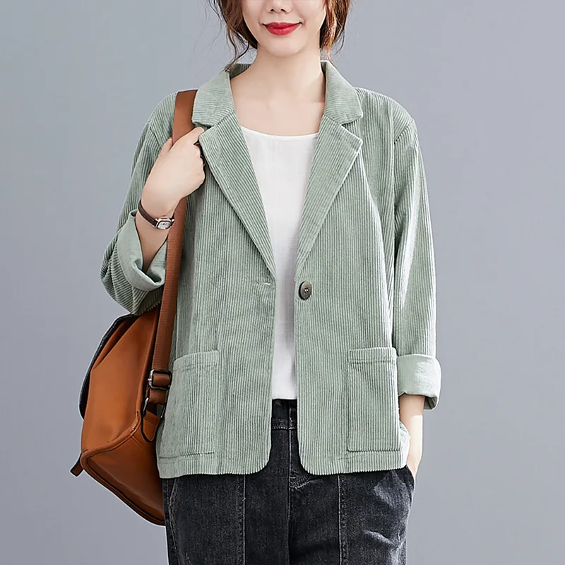 #5215 Spring Autumn Corduroy Blazer Women Loose Vinage Short Suit Jacket Korean Style Casual Coats Female Single Buttons Blazer
#5215 Spring Autumn Corduroy Blazer Women Loose Vinage Short Suit Jacket Korean Style Casual Coats Female Single Buttons Blazer