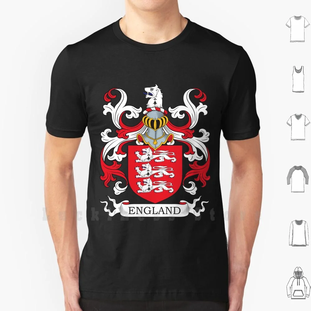 

England Coat Of Arms T Shirt DIY Cotton Big Size 6xl England England Family Crest England Coat Of Arms Heraldry Last Names