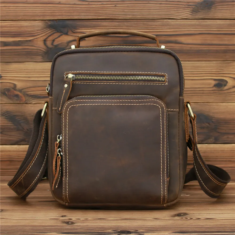 

Men Bag Genuine Leather Messenger Bag Shoulder Crossbody Retro Small Male Pack Back Mochila Flap Travel Handbags Male Tote Cro