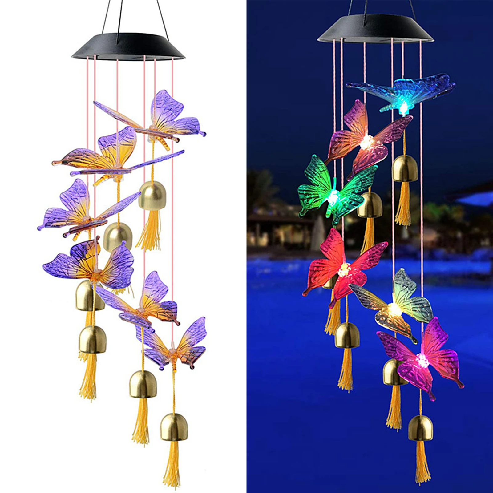 Solar Colored Butterfly Wind Chime Hanging Wind Chimes Solar Butterfly Lamp Light for Home Garden Courtyard Windows 2021
Solar Colored Butterfly Wind Chime Hanging Wind Chimes Solar Butterfly Lamp Light for Home Garden Courtyard Windows 2021