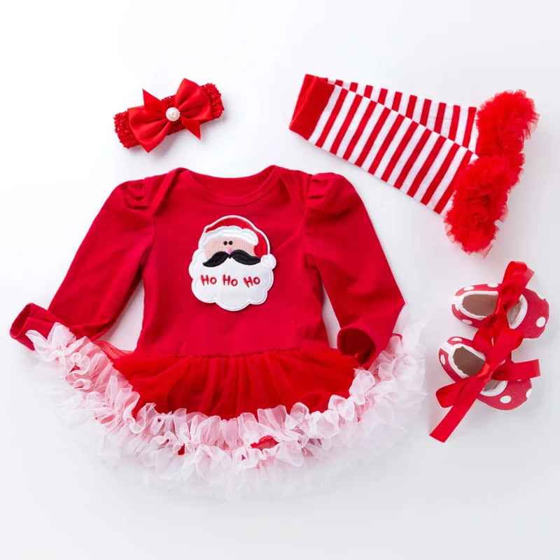 Christmas Baby Girls 4 Piece Set Cute Hairband O Neck Long Sleeve Rhinestone Romper Ruffed Mini Dress Socks Children Shoes
Christmas Baby Girls 4 Piece Set Cute Hairband O Neck Long Sleeve Rhinestone Romper Ruffed Mini Dress Socks Children Shoes