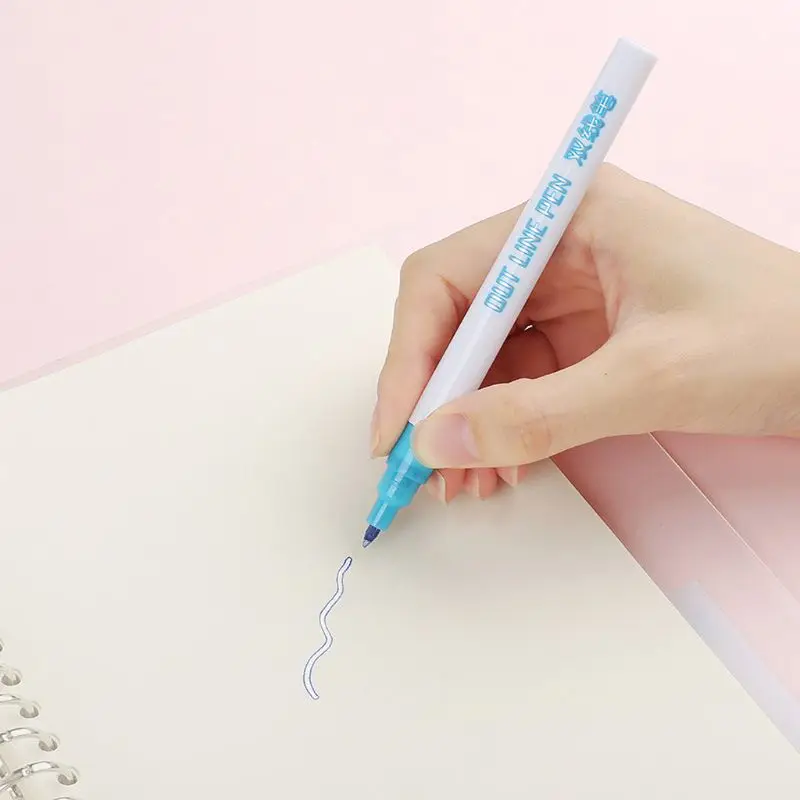 8pcs/set Double Line Fantasy Fiber Head Fluorescent Marker Pen Highlighte DIY