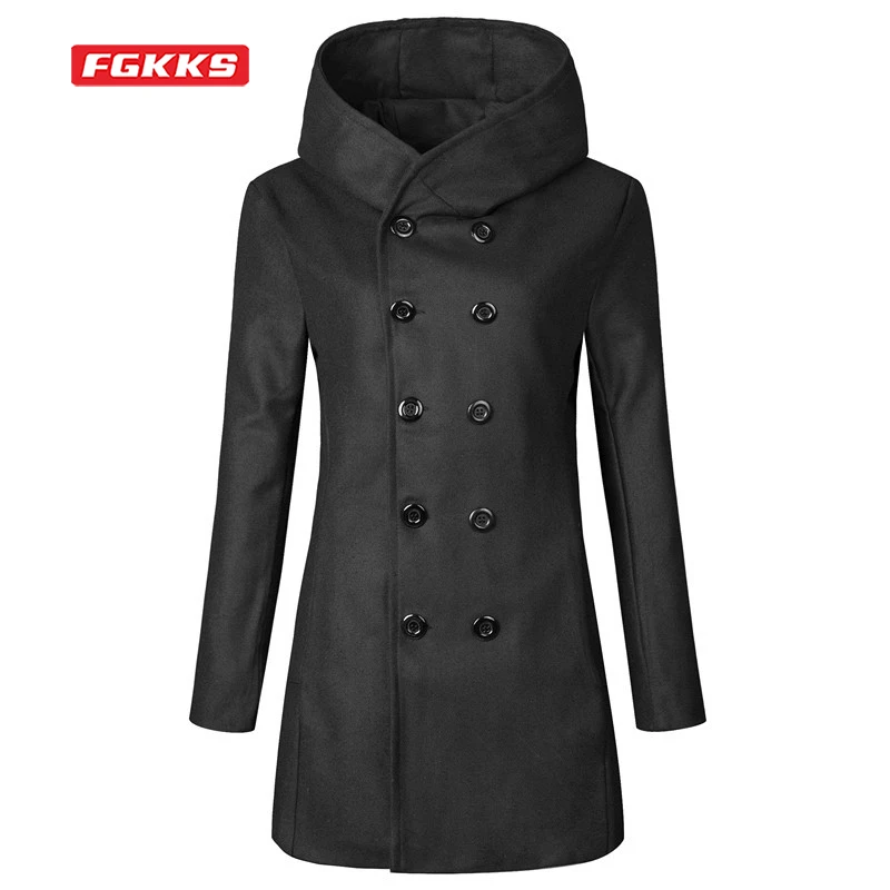 FGKKS Autumn and Winter New Woolen Coat Mens Solid Color Slim-fit Hooded Woolen Coat Men Solid Color Double-breasted Woolen Coat
FGKKS Autumn and Winter New Woolen Coat Mens Solid Color Slim-fit Hooded Woolen Coat Men Solid Color Double-breasted Woolen Coat