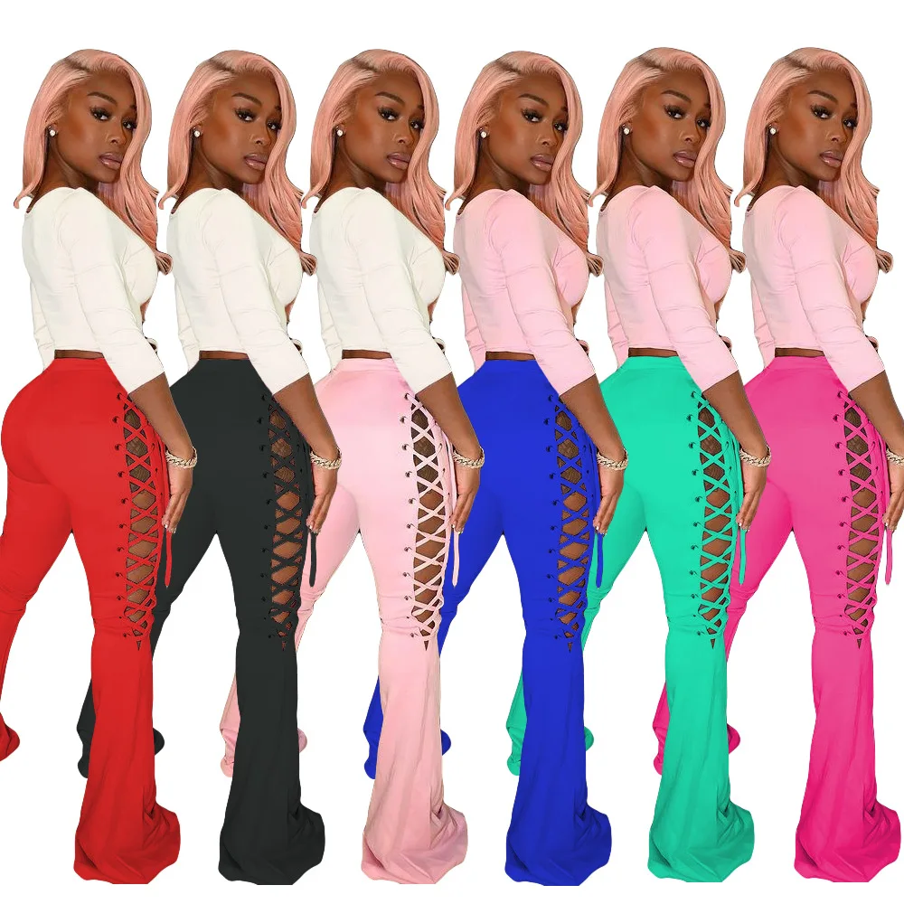 Women's Pants European and American Fashion Casual Solid Color Flared Trousers with Straps
Women's Pants European and American Fashion Casual Solid Color Flared Trousers with Straps