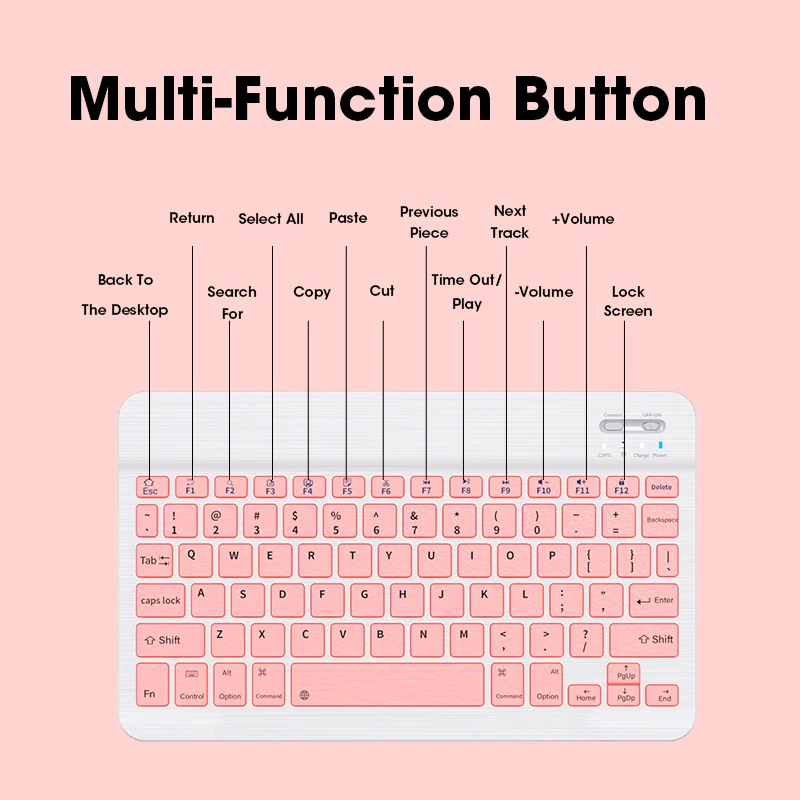 

Bluetooth Keyboard For iPad Tablet Wireless Keyboard And Mouse Mini 60% Pink Keyboard Mouse Combo For iOS Android Keycap Office