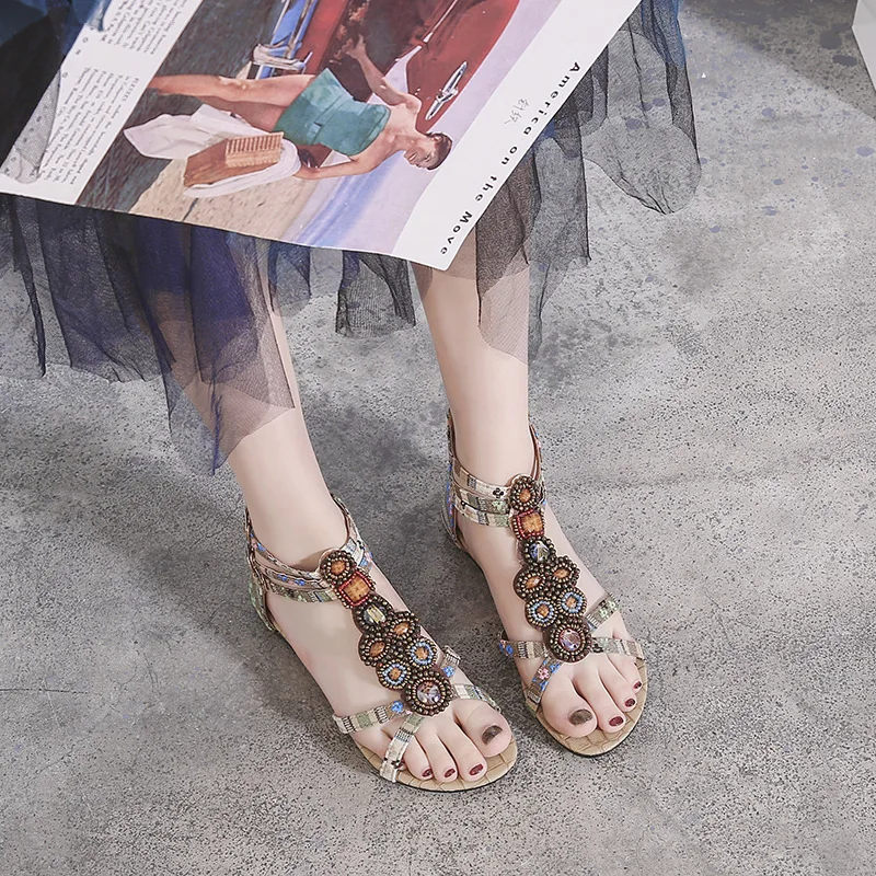 Sandals Ladies Summer 2021 Beaded Rhinestone Sandals Ethnic Bohemian Women's Shoes Summer New Breathable Sandals 
Sandals Ladies Summer 2021 Beaded Rhinestone Sandals Ethnic Bohemian Women's Shoes Summer New Breathable Sandals