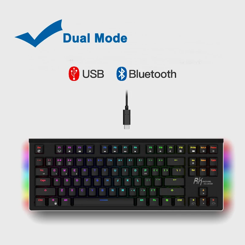 RK G-87 87keys Wireless bluetooth 3.0 USB Wired Dual Mode Mechanical Gaming Keyboard Brown Switch - Brown Switch
RK G-87 87keys Wireless bluetooth 3.0 USB Wired Dual Mode Mechanical Gaming Keyboard Brown Switch - Brown Switch