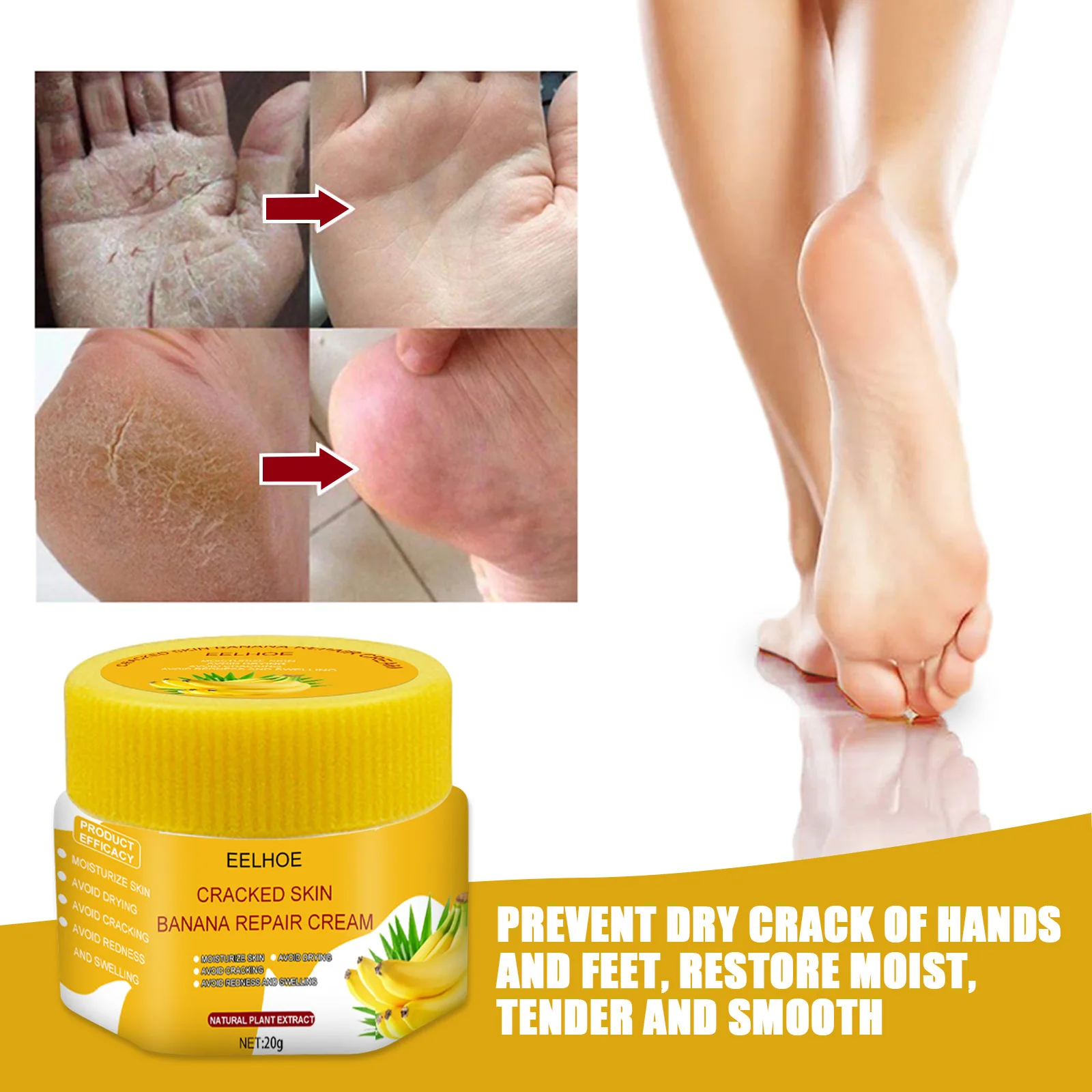 20g Natural Banana Oil Moisturizing Cracked Heel Balm Foot Hand Skin Repair Cream Anti-Drying Smooth Dead Skin Removal Pedicure
20g Natural Banana Oil Moisturizing Cracked Heel Balm Foot Hand Skin Repair Cream Anti-Drying Smooth Dead Skin Removal Pedicure