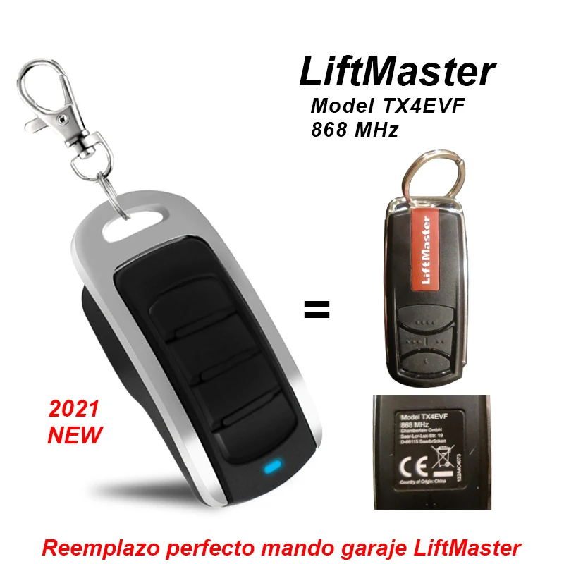 Пульт дистанционного управления LiftMaster, Совместимая модель TX4EVF 868 МГц, Открыватель гаражных дверей, дверной передатчик, брелок-передатчик
Пульт дистанционного управления LiftMaster, Совместимая модель TX4EVF 868 МГц, Открыватель гаражных дверей, дверной передатчик, брелок-передатчик