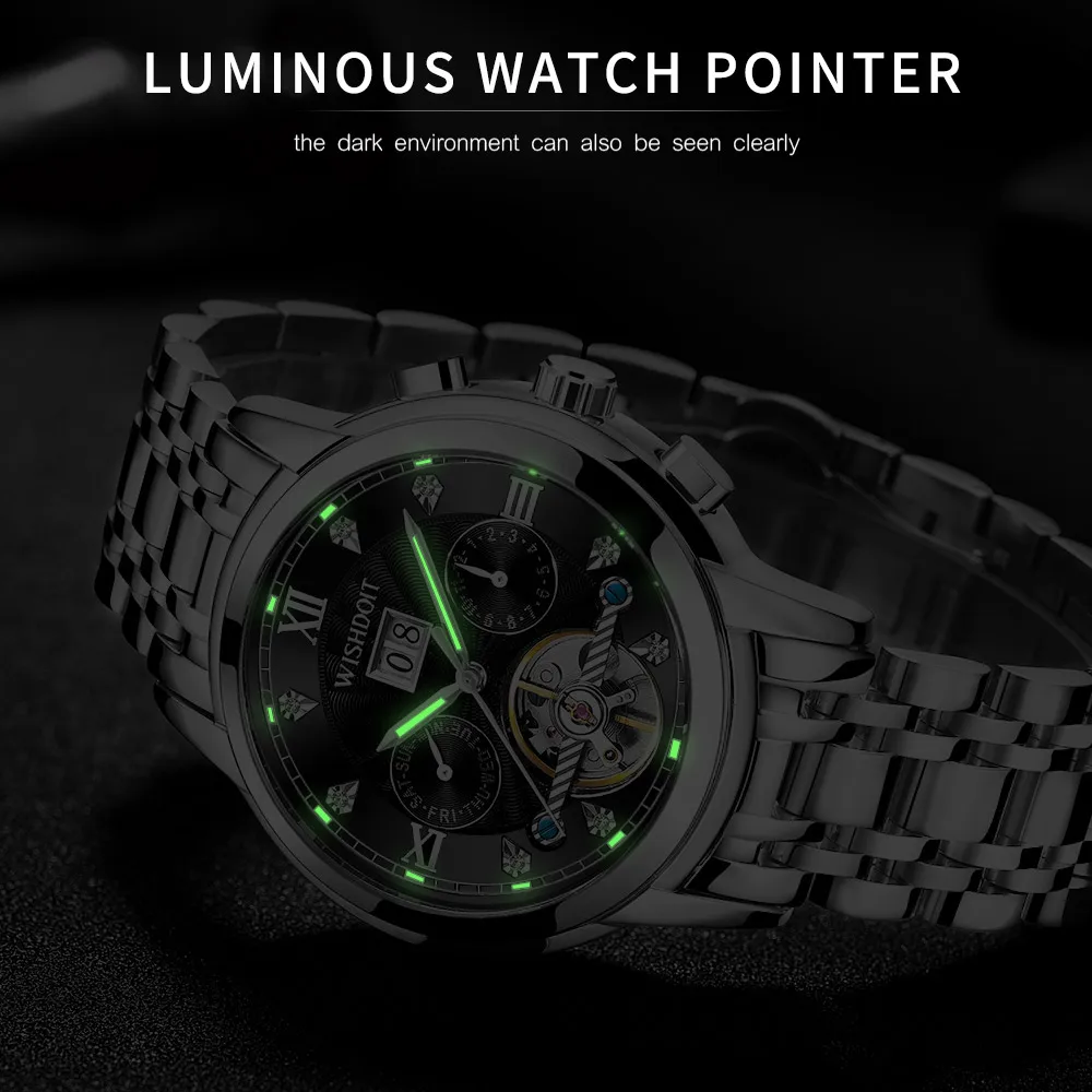 WISHDOIT 2020 New Men's Casual Automatic Mechanical Watch Waterproof Luminous Date Top Brand | Наручные часы