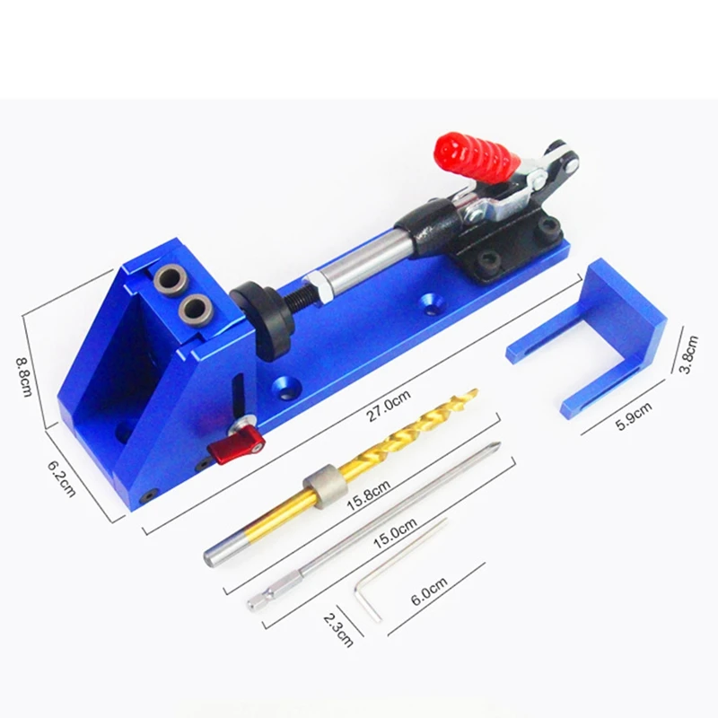 Upgrade XK-2 Pocket Hole Jig Wood Toggle Clamps with Drilling Bit Hole Puncher Locator Working Carpenter Kit 
Upgrade XK-2 Pocket Hole Jig Wood Toggle Clamps with Drilling Bit Hole Puncher Locator Working Carpenter Kit