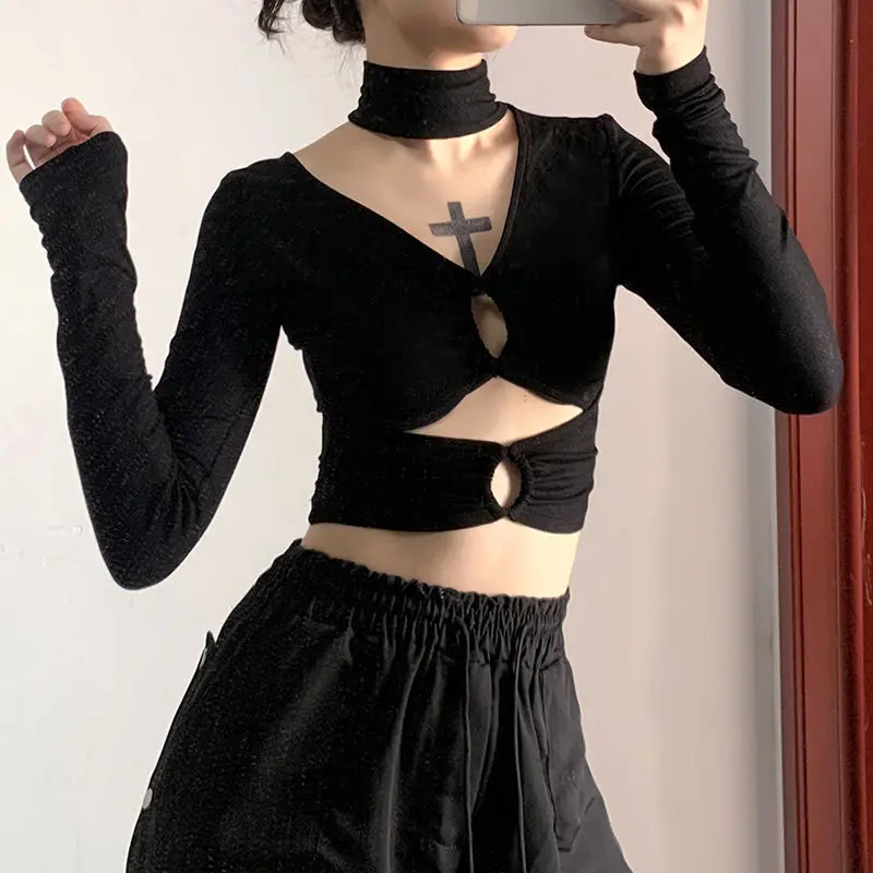 Renaissance Vintage Gothic Dark Girl Hollow Out Show Waist T-shirt Punk Street Tender Sexy Woman Halter V-neck Long Sleeve Top
Renaissance Vintage Gothic Dark Girl Hollow Out Show Waist T-shirt Punk Street Tender Sexy Woman Halter V-neck Long Sleeve Top