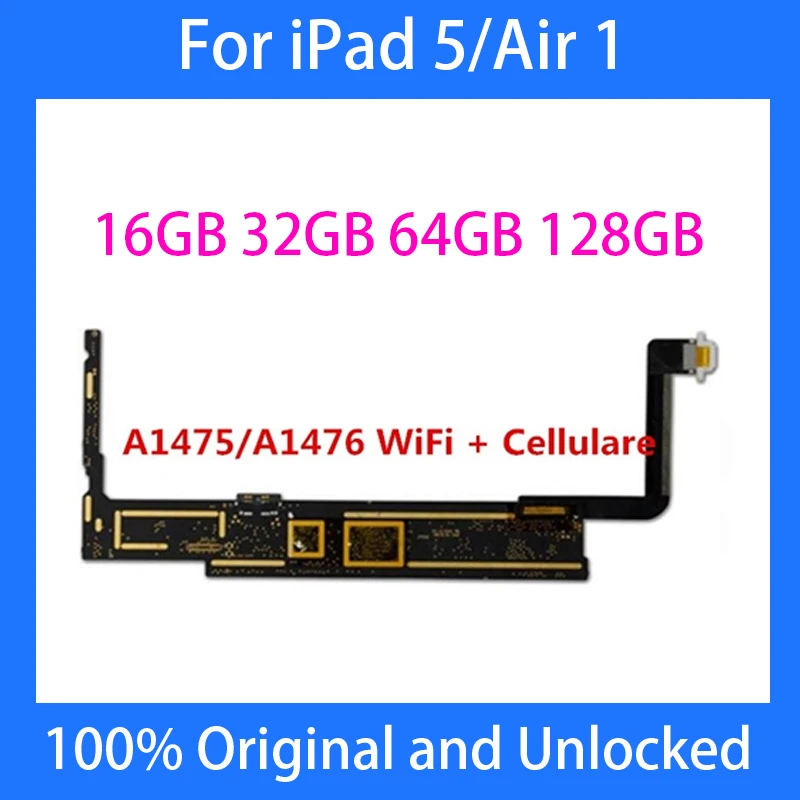 Original A1474 WiFi Version Official Motherboard For iPad 5 / Air A1475/A1476 WiFi + Cellulare Version With Full Chips Unlocked
Original A1474 WiFi Version Official Motherboard For iPad 5 / Air A1475/A1476 WiFi + Cellulare Version With Full Chips Unlocked