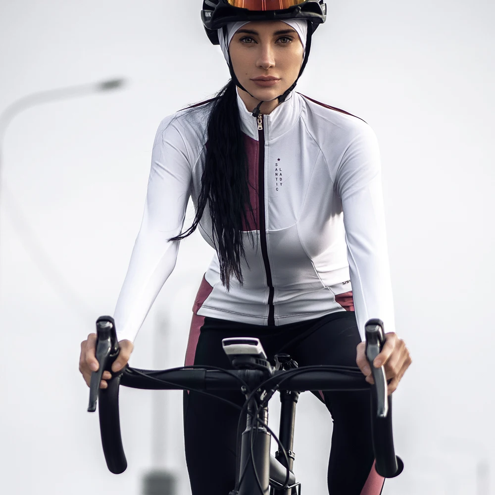 Santic для женщин Велоспорт куртки Pro Fit Теплый + ткань верховой езды флис езда MTB