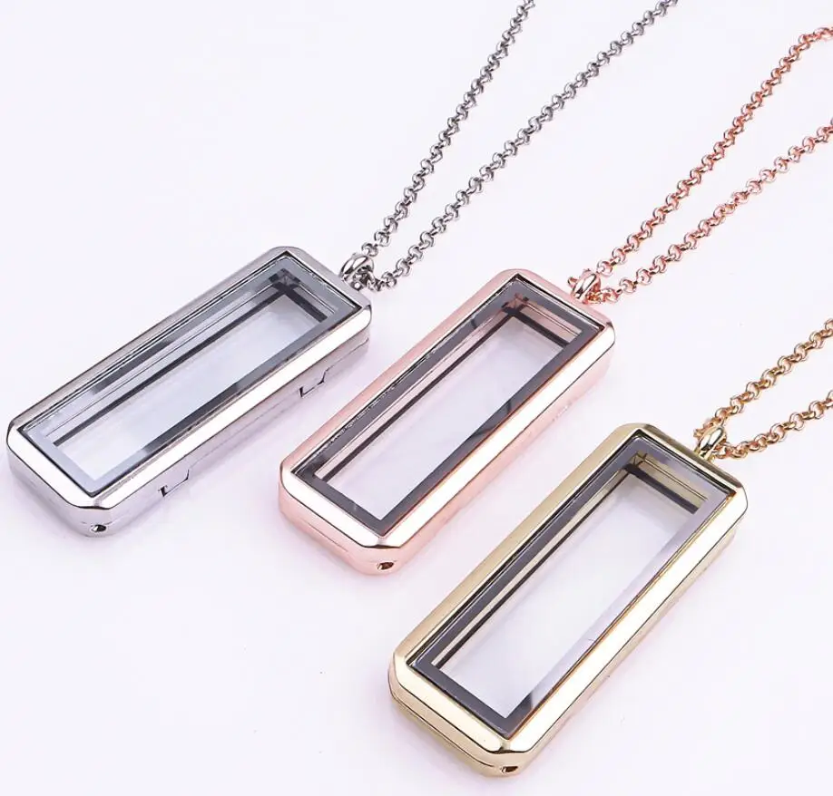 1PCS/lot Plain Rectangle Floating Locket with Necklace Chains Glass Memory Living Locket Pendant Charms For Women Gift Jewelry
1PCS/lot Plain Rectangle Floating Locket with Necklace Chains Glass Memory Living Locket Pendant Charms For Women Gift Jewelry
