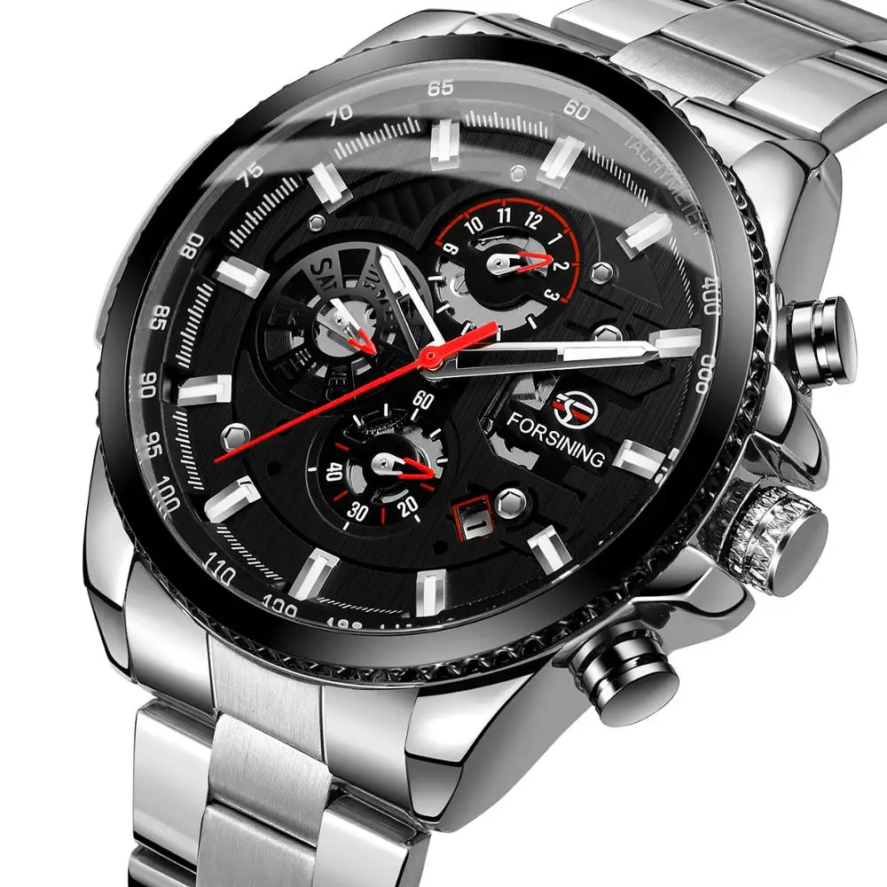 Men's Watch Skeleton Automatic Wrist Watches Mens Mechanical Wristwatches Luxury Famous Brand Original FORSINING for Men | Наручные