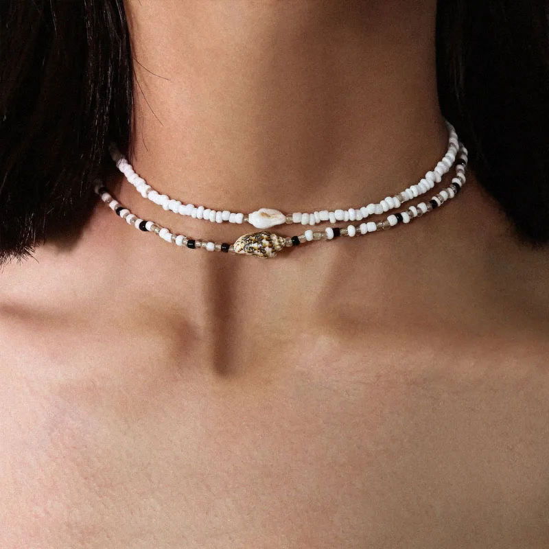 Separable 2 Layered White/Black Beads Necklaces Korean Small Beaded Conch Shell Choker Necklace For Women Fashion Collar
Separable 2 Layered White/Black Beads Necklaces Korean Small Beaded Conch Shell Choker Necklace For Women Fashion Collar