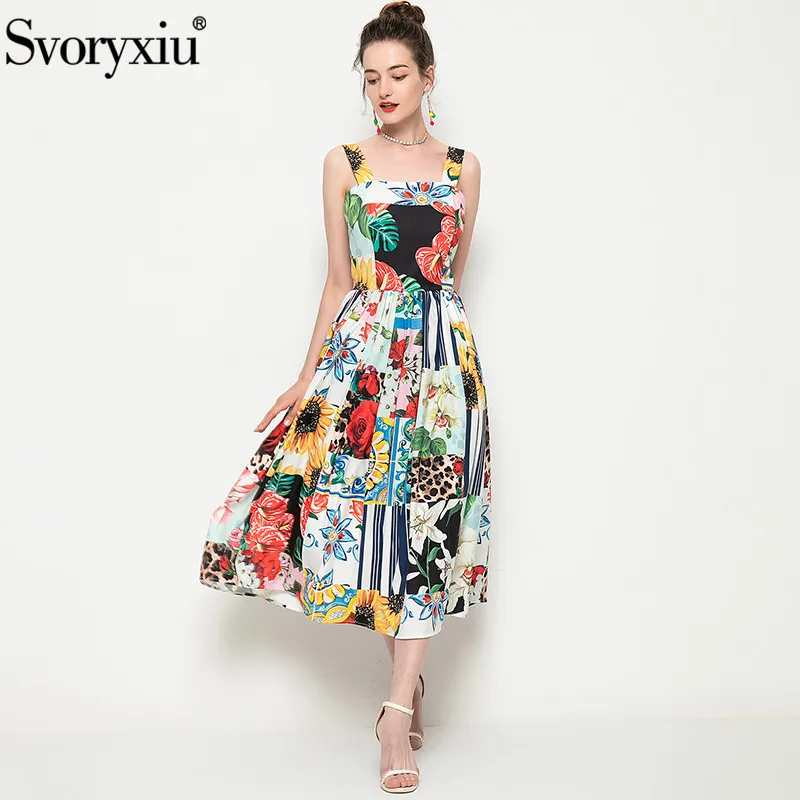 

Женское платье на бретелях Svoryxiu, разноцветное платье с цветочным принтом на лето 2019