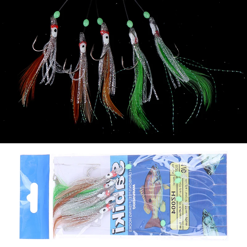 New 5 In 1 Night Luminous Soft Fishing Lure Fishhook Octopus Shaped Feather Fishing String Hook Bait Fishing Tackle
New 5 In 1 Night Luminous Soft Fishing Lure Fishhook Octopus Shaped Feather Fishing String Hook Bait Fishing Tackle