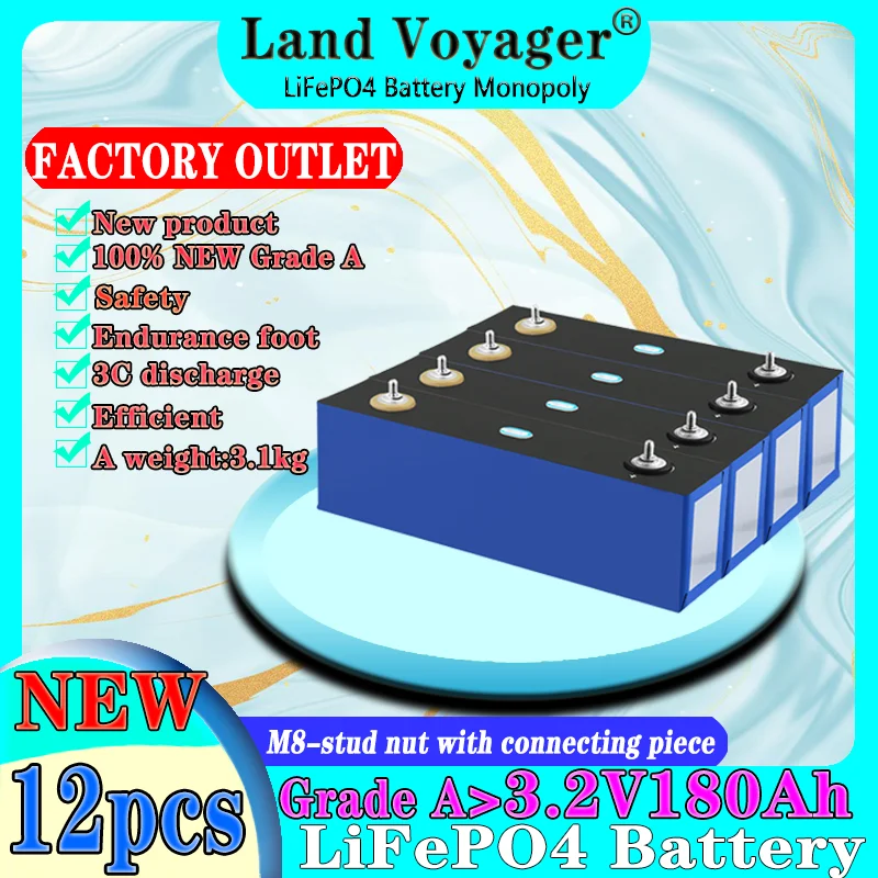 12 шт., аккумулятор большой емкости для хранения энергии Land Voyager 100Ah 120Ah 150Ah 180Ah 200Ah 310Ah 280Ah 3,2 V lifepo4 12V24V36V
12 шт., аккумулятор большой емкости для хранения энергии Land Voyager 100Ah 120Ah 150Ah 180Ah 200Ah 310Ah 280Ah 3,2 V lifepo4 12V24V36V