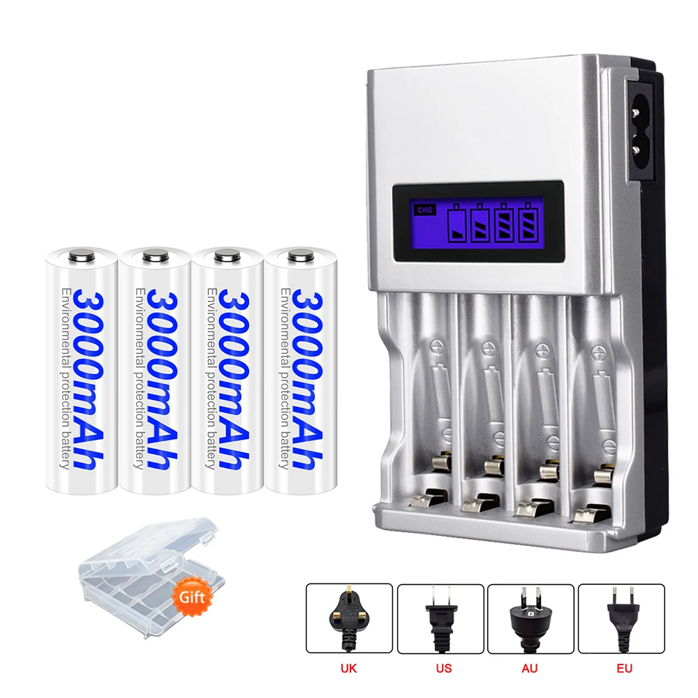 PALO AA Rechargeable Battery 3000mAh AAA Rechargeable Batteries 1100mAh 1.2V NiMh+LCD Charger for Ni-Mh Ni-Cd AA AAA Battery
PALO AA Rechargeable Battery 3000mAh AAA Rechargeable Batteries 1100mAh 1.2V NiMh+LCD Charger for Ni-Mh Ni-Cd AA AAA Battery