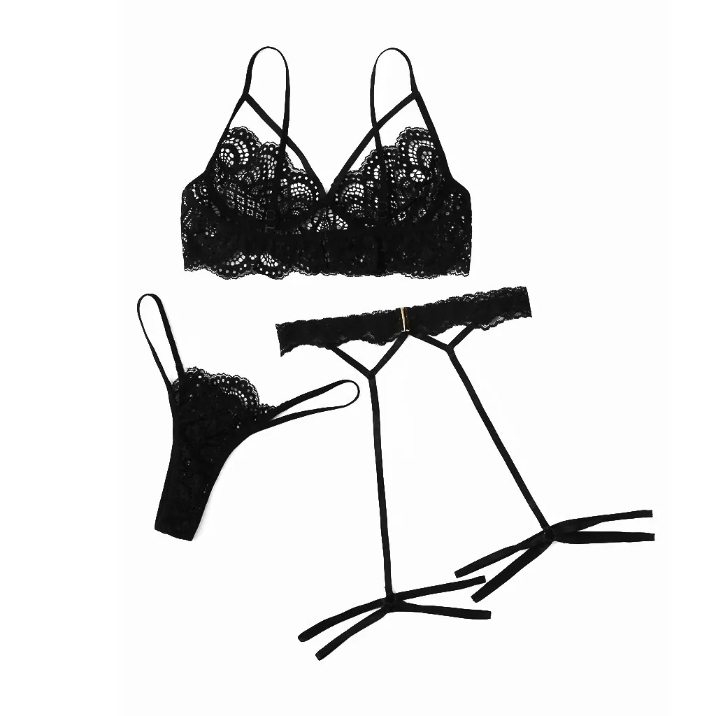New Women Lingerie Set Sexy Lace Bra Hollow Thong Garter Sleepwear Black Lingerie Set S-XL Underwear ensemble sous vetement SD
New Women Lingerie Set Sexy Lace Bra Hollow Thong Garter Sleepwear Black Lingerie Set S-XL Underwear ensemble sous vetement SD