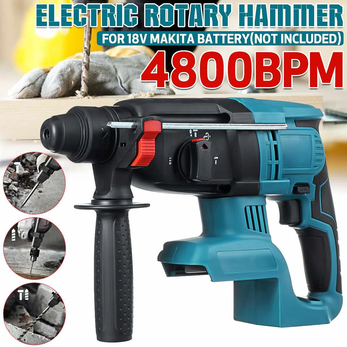 Drillpro Brushless Electric Rotary Hammer Drill 4 Functions Multifunction Hammer 27mm Impact Drilll For 18V Makita Battery
Drillpro Brushless Electric Rotary Hammer Drill 4 Functions Multifunction Hammer 27mm Impact Drilll For 18V Makita Battery