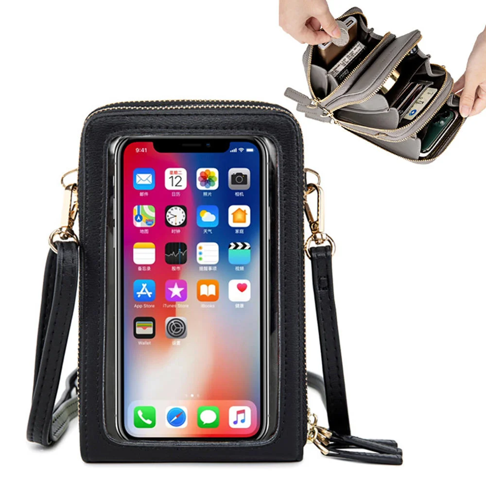 Leather Pure Color Mobile Phone Bag Touch Screen Multifunction Messenger Bag Fashion Simple Shoulder Bag Mini Phone Cover
Leather Pure Color Mobile Phone Bag Touch Screen Multifunction Messenger Bag Fashion Simple Shoulder Bag Mini Phone Cover