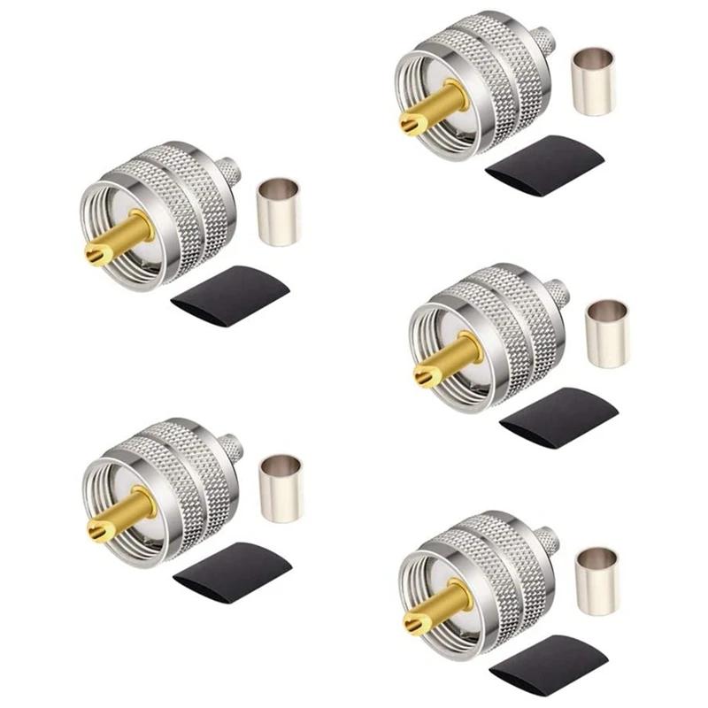 PL259 Crimp Connector 5PCS UHF Male Plug Crimp Connector PL259 Male-Plug Crimp Connector for RG58 RG400 RG142
PL259 Crimp Connector 5PCS UHF Male Plug Crimp Connector PL259 Male-Plug Crimp Connector for RG58 RG400 RG142