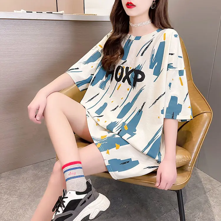 Large women's short sleeve T-shirt summer 2021 new loose medium length half sleeve top
Large women's short sleeve T-shirt summer 2021 new loose medium length half sleeve top