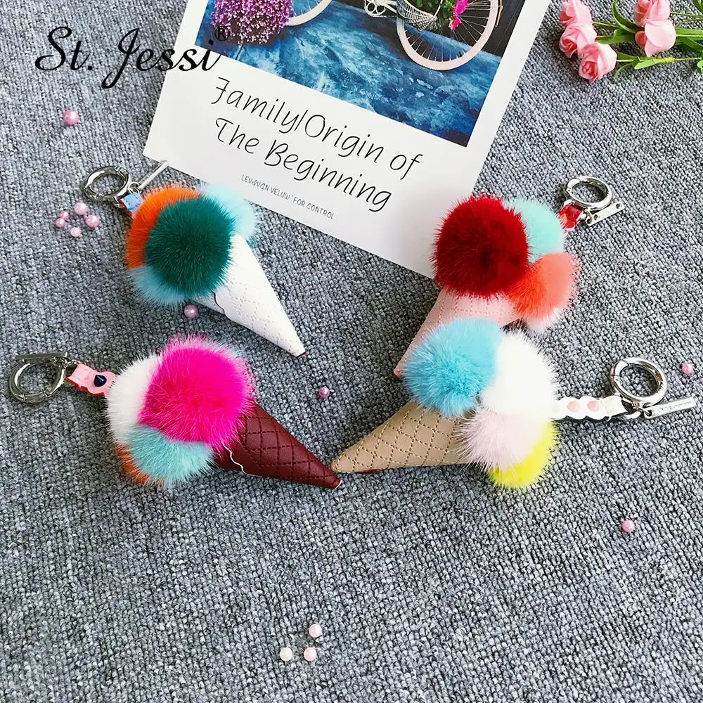 ST.Jessi Ins High Quality Real Genuine Mink Fur Monster Ice Cream Cone Leather Keychain Keyring Bag Charm Car Key Ring Pendant
ST.Jessi Ins High Quality Real Genuine Mink Fur Monster Ice Cream Cone Leather Keychain Keyring Bag Charm Car Key Ring Pendant
