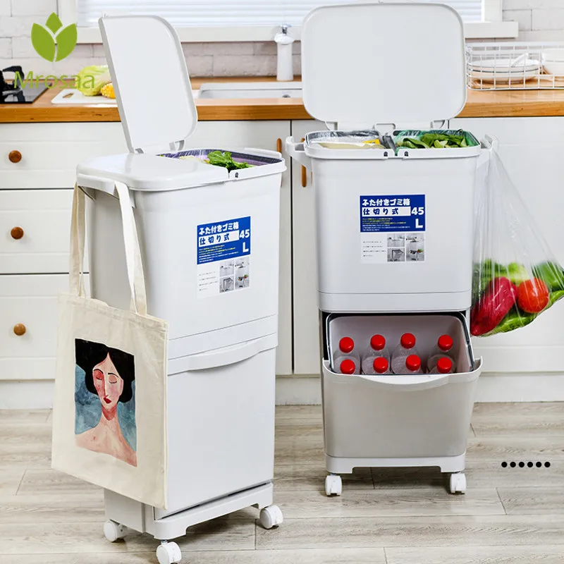 Kitchen Trash Can 2 Layer Recycle Bin Sorting Household Dry And Wet Separation Waste Bin Classification Rubbish Bin with wheel
Kitchen Trash Can 2 Layer Recycle Bin Sorting Household Dry And Wet Separation Waste Bin Classification Rubbish Bin with wheel