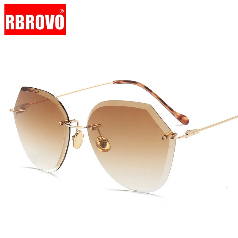 RBROVO 2021 Gradient Ocean Lens Sunglasses Women Top Brand Designer Frameless Candies Sun Glasses Vintage Oculos De Sol Feminina |