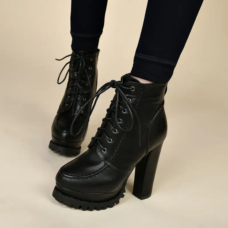 Korean Lace-up Wild Short Boots Plus Velvet Martin Boots 13 Cm High Heel Ankle Boots Thick with Waterproof Platform Womens Boots
Korean Lace-up Wild Short Boots Plus Velvet Martin Boots 13 Cm High Heel Ankle Boots Thick with Waterproof Platform Womens Boots