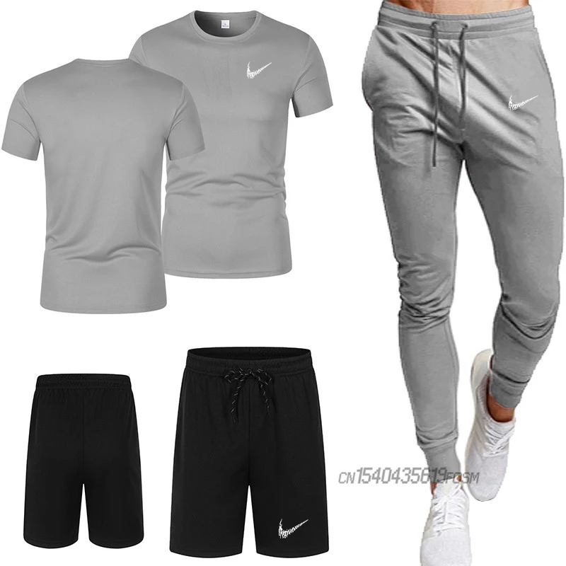 2021 summer men's fashion sports quick-drying breathable training running T-shirt shorts + all-match sports trousers 3-piece set 
2021 summer men's fashion sports quick-drying breathable training running T-shirt shorts + all-match sports trousers 3-piece set