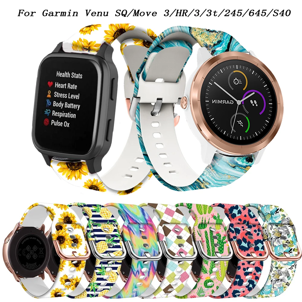 Ремешок силиконовый с принтом для Garmin движения SQ/Move 3/Luxe/Style/245/645, спортивный браслет для vivomove HR/S40/3/3t, простая установка, 20 мм
Ремешок силиконовый с принтом для Garmin движения SQ/Move 3/Luxe/Style/245/645, спортивный браслет для vivomove HR/S40/3/3t, простая установка, 20 мм