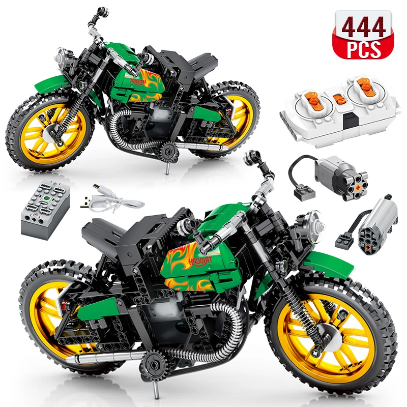 Toys Gift For Children Technical Remote Control Green Motorcycle Building Blocks Off-road Motorcycle Model Bricks
Toys Gift For Children Technical Remote Control Green Motorcycle Building Blocks Off-road Motorcycle Model Bricks