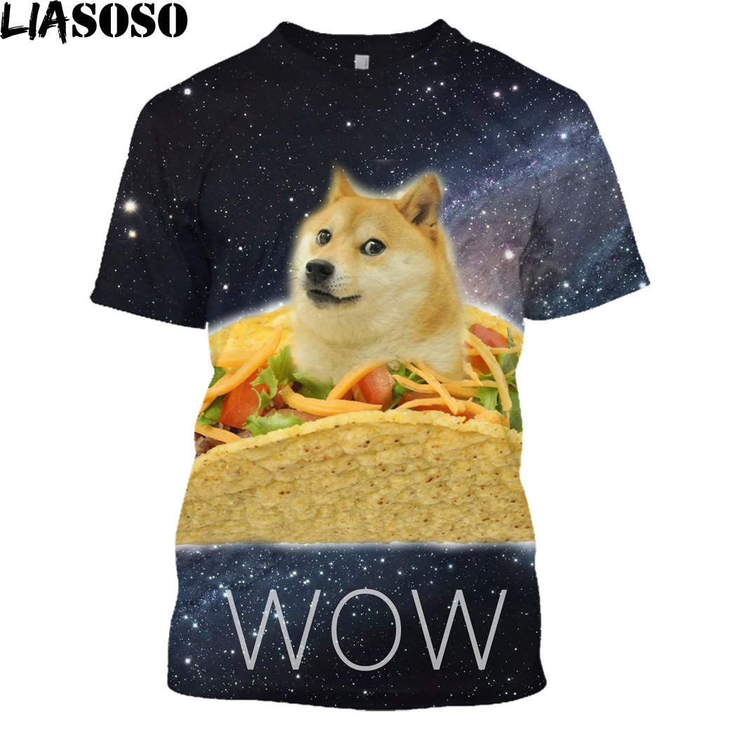 Liasosos Новый животные Doge Сиба ину забавные мем футболка 3D принт мужской бренд