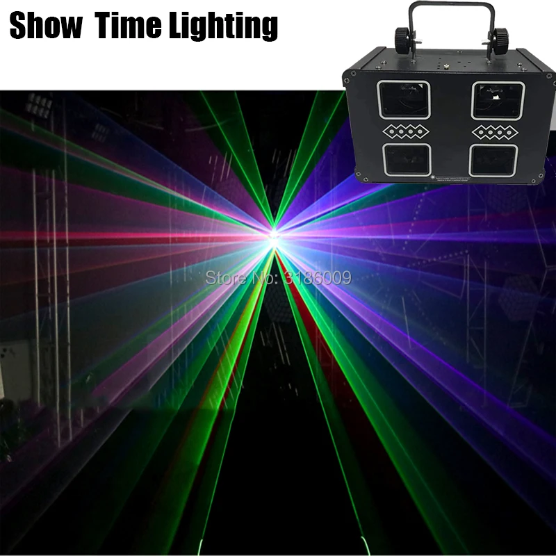Новое поступление RGB 3IN1 полный Цвет лазерный луч диско ди-джей 4 линзы двойного