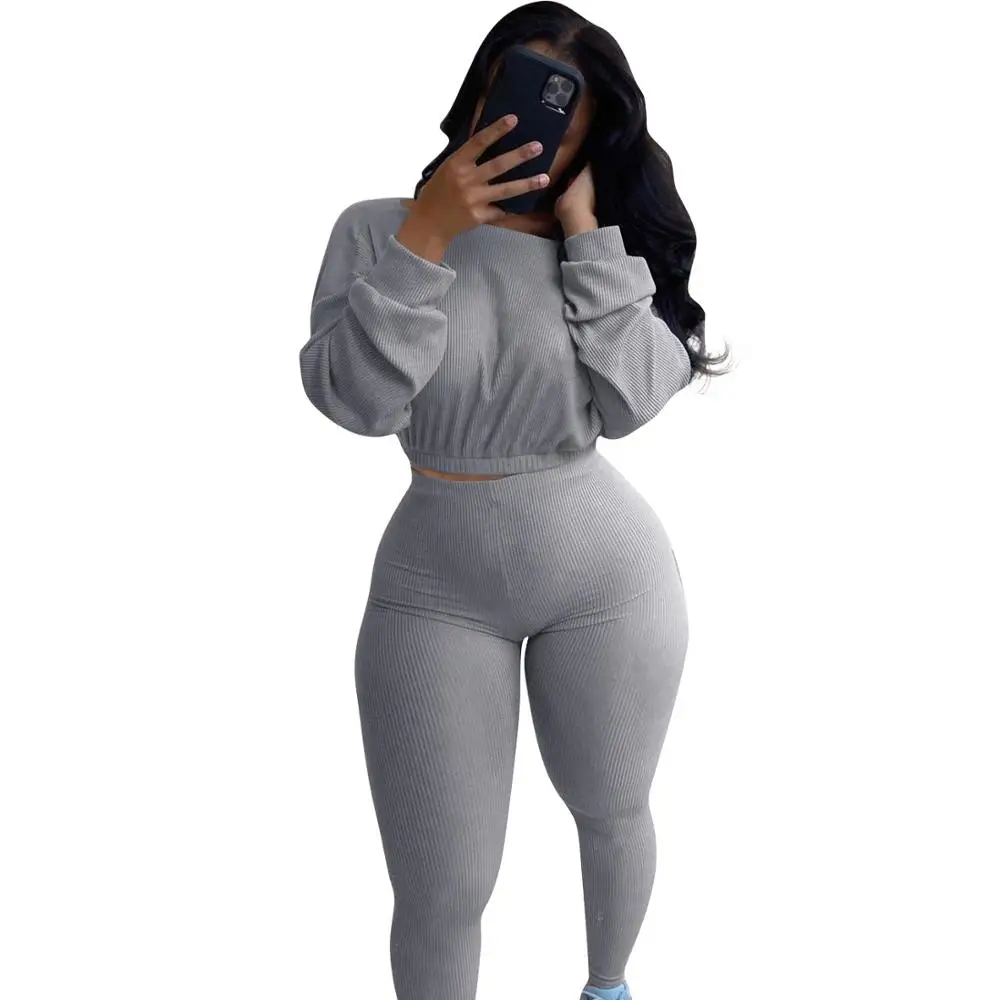 2020 Autumn Sports Two Pieces Women Sets O-Neck Long Sleeve Crop Tops High Waist Skinny Pants Casual Tracksuits For Sports Wear
2020 Autumn Sports Two Pieces Women Sets O-Neck Long Sleeve Crop Tops High Waist Skinny Pants Casual Tracksuits For Sports Wear