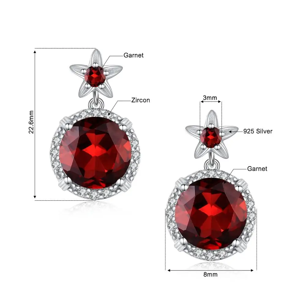 925 Sterling Silver Earrings For Women Trendy Flower Round Gemstone Red Garnet Earring Delicate Luxury Jewelry Wedding Party
925 Sterling Silver Earrings For Women Trendy Flower Round Gemstone Red Garnet Earring Delicate Luxury Jewelry Wedding Party